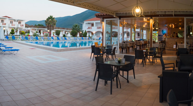 Pool and bar area at the Akis Studios, Alyces, Zante, Greece