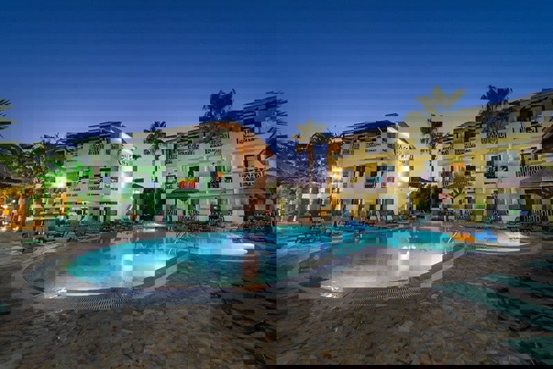 Exterior at night at Caretta beach holiday village
