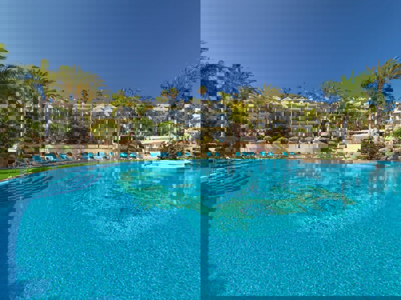 View from pool at Gran Oasis Resort in Playa de las Americas, Tenerife, Canary Islands