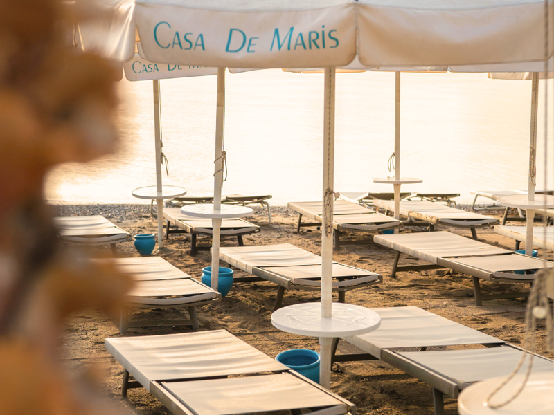 Sunbeds at Casa De Maris Beach