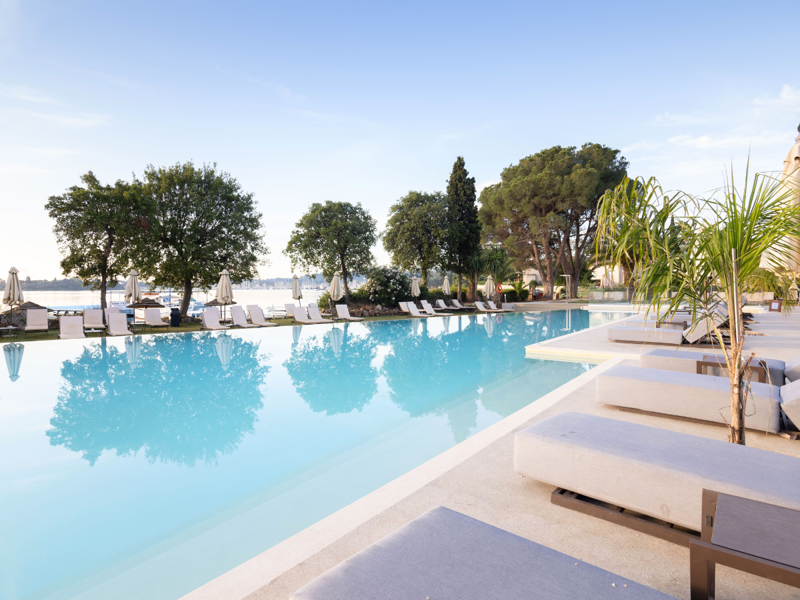 Sunbed and Infinity Pool Area at Dreams Corfu Resort & Spa