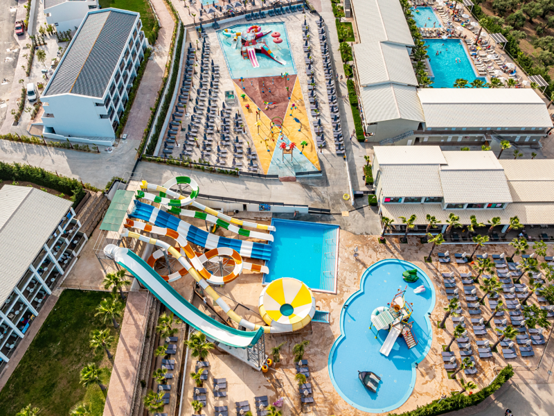 Aerial View of Waterparks in Caretta Paradise