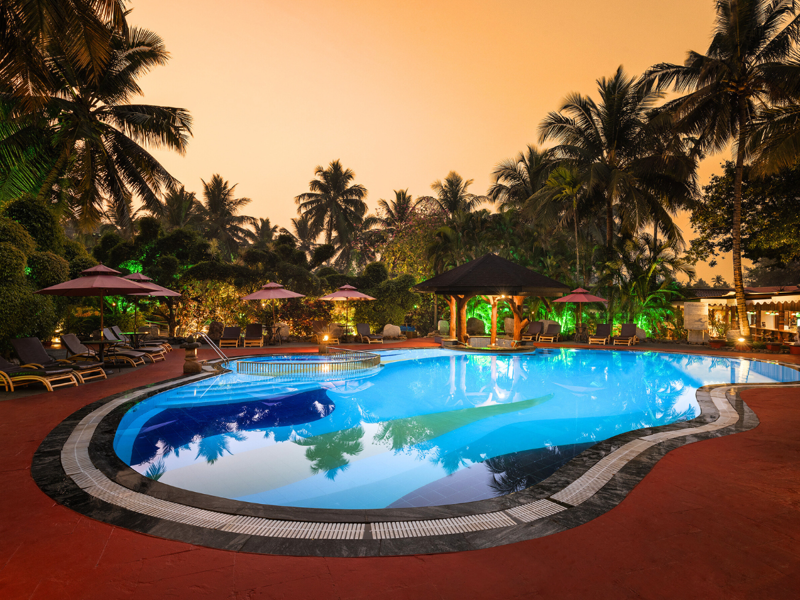Night View of Swimming Pool at Fortune Resort Benaulim