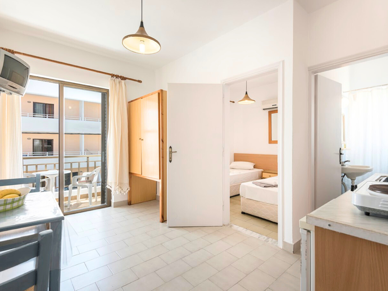 One Bedroom Apartment Living Room at Kardamena Holiday Apartments